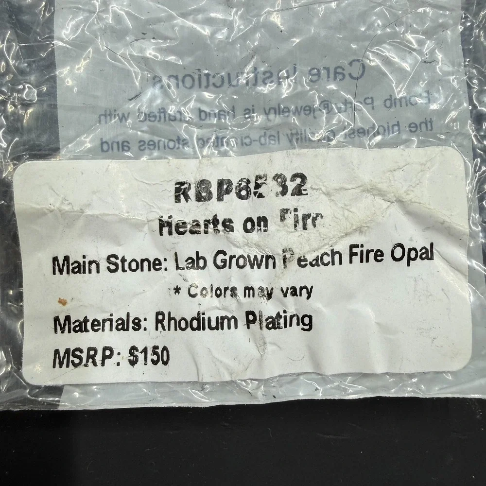 Bomb Part Hearts on Fire Size 7 Ring Lab Peach Fire Opal RBP6532 Rhodium Plated - Picture 5 of 5
